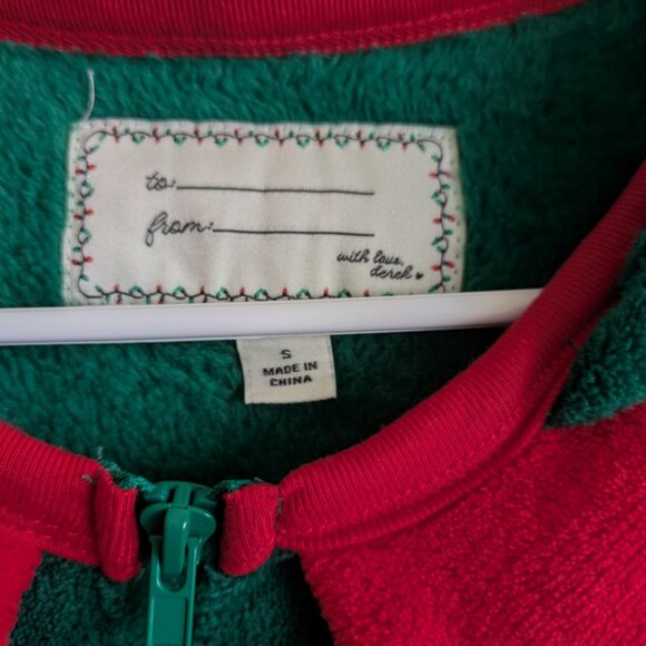 NWT Derek Heart Elf Onsie Sleeper Ugly Christmas Sweater PJ's Small - Picture 3 of 8